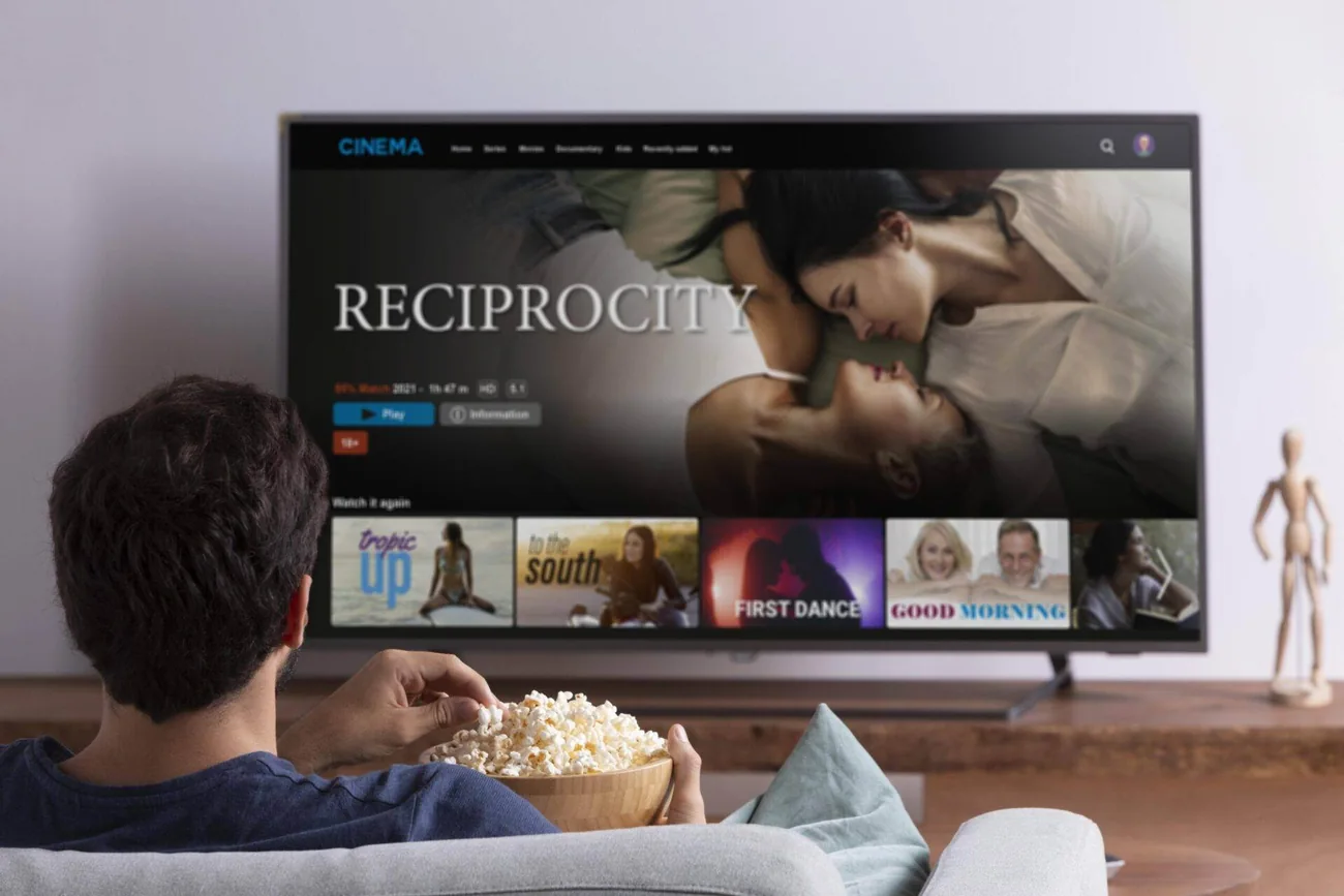 Person ser streamingindhold på TV – foto fra mediearkivet